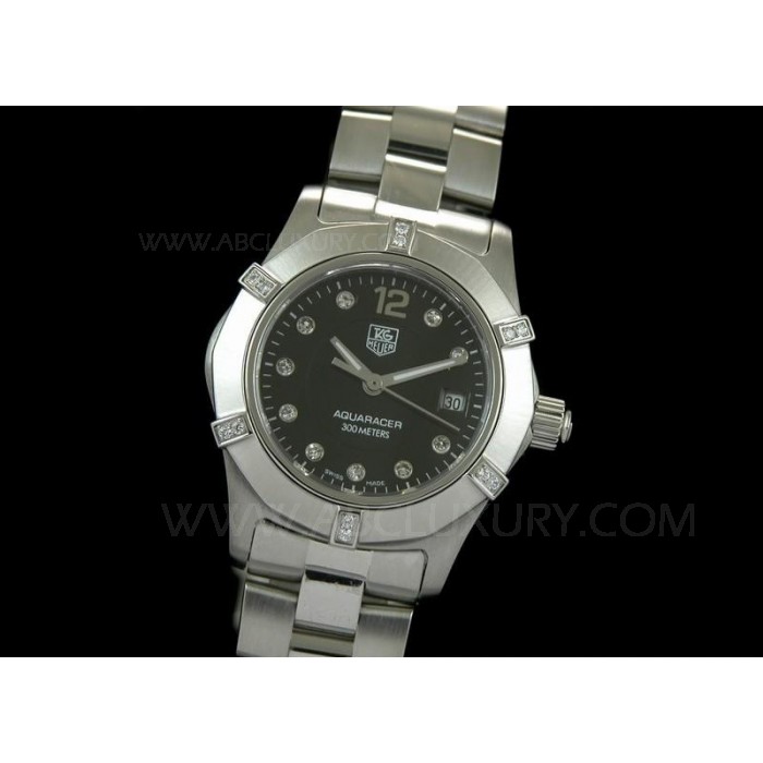 Replica TAG Heuer Aquaracer Orologi quadrante nero diamante Numeri Cassa in acciaio STAL050