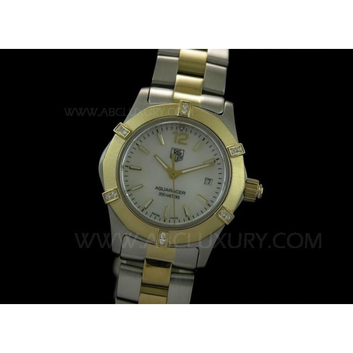 Replica Tag Heuer Aquaracer Orologi da donna bianca quadrante in madreperla bicolore Bracciale STAL002