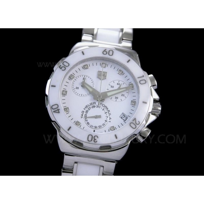 Replica TAG Heuer Formula 1 cronografo di ceramica bianca Diamond Dial Numeri STF006
