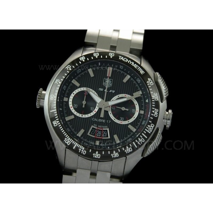 Replica TAG Heuer SLR Calibre 17 Chronograph Uomo Orologi quadrante nero Cassa in acciaio STS001