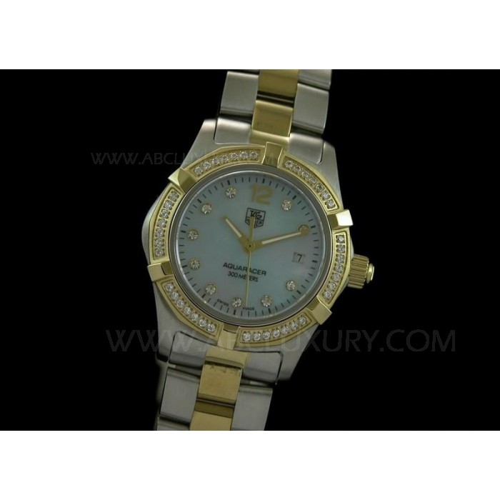 Replica TAG Heuer Aquaracer Orologi da donna blu quadrante in madreperla White Diamonds lunetta STAL020
