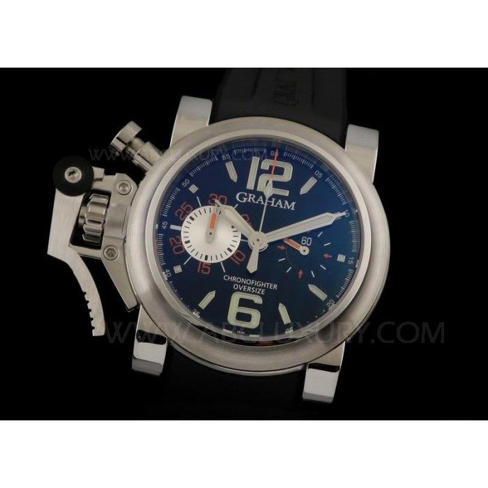Replica Graham Chronofighter Oversize Overlord orologio quadrante nero cinturino in caucciù nero 46 millimetri SGR022