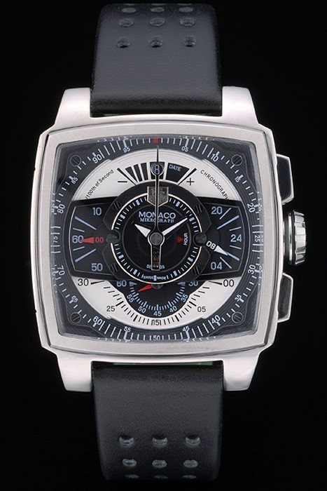 Replica Panerai Luminor Chronograph Svizzero Orologi quadrante nero cinturino in pelle nera 44 millimetri SPLC007