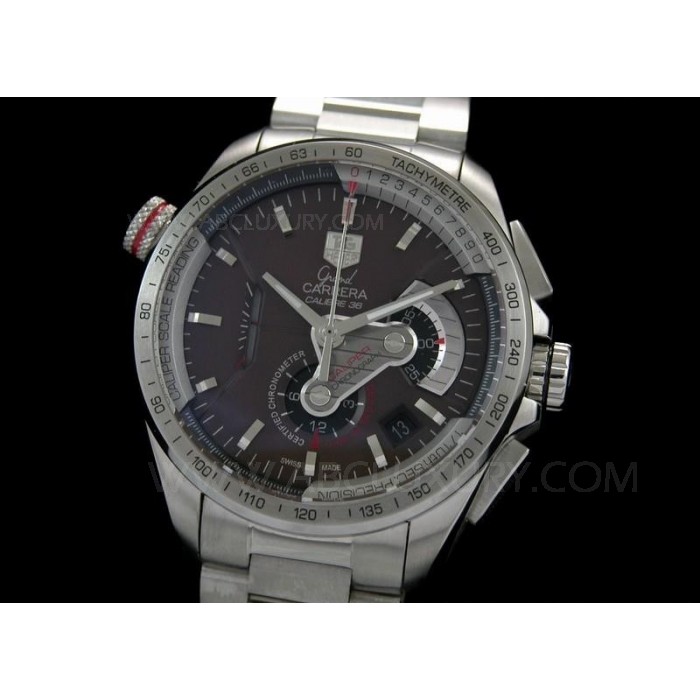Replica TAG Heuer Carrera Calibre 36 Guarda Brown Dial braccialetto dell'acciaio inossidabile STGC010