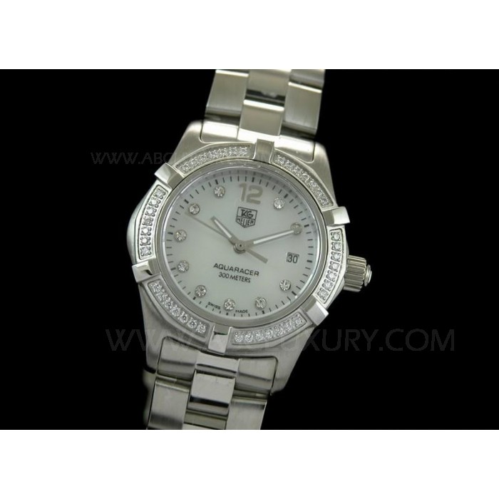 Replica Tag Heuer Aquaracer Orologi da donna bianca madreperla Diamond Dial Numeri STAL032